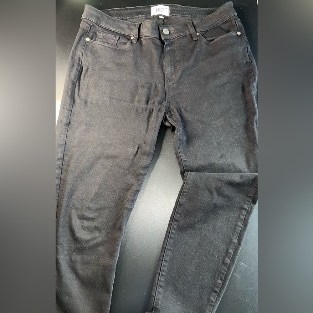 PAIGE Verdugo Ankle Jeans in Black Shadow Size 32 GUC
